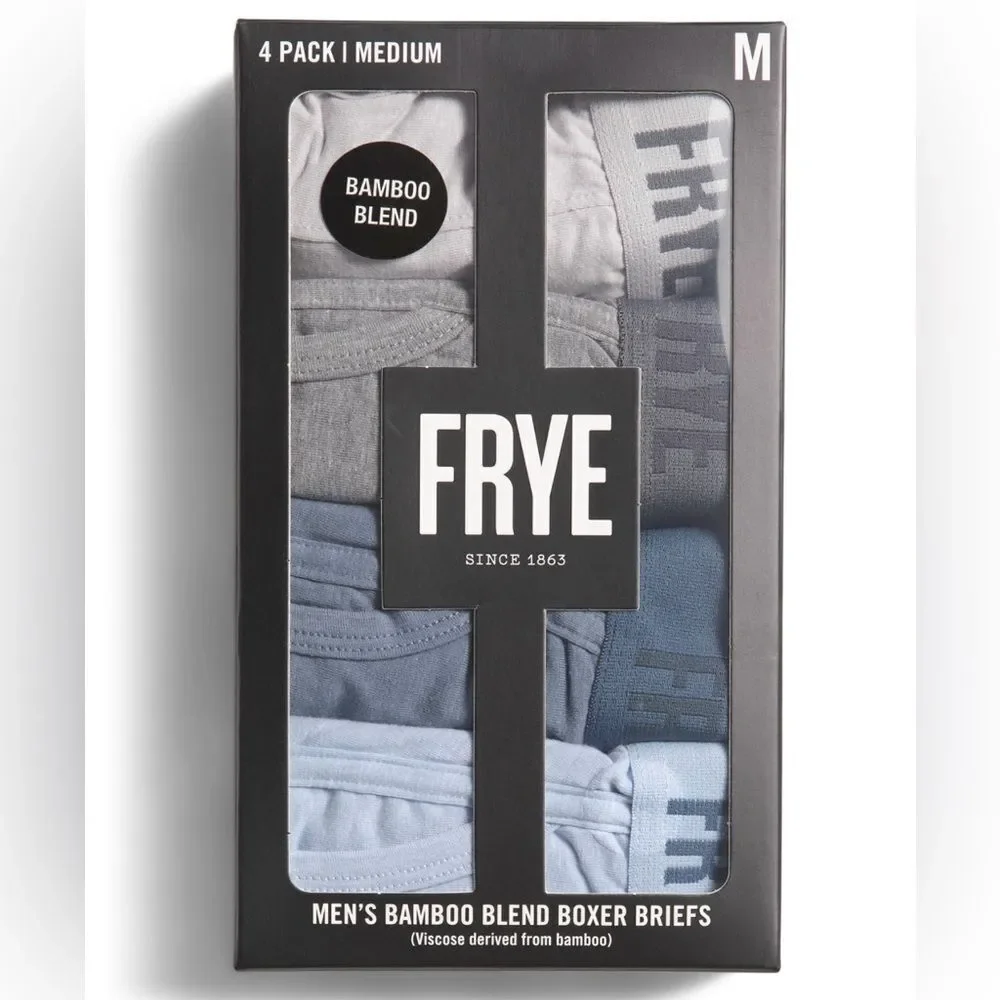 FRYE S Blue Gray Fly Front Bamboo Blend Boxer Briefs Pack of 4